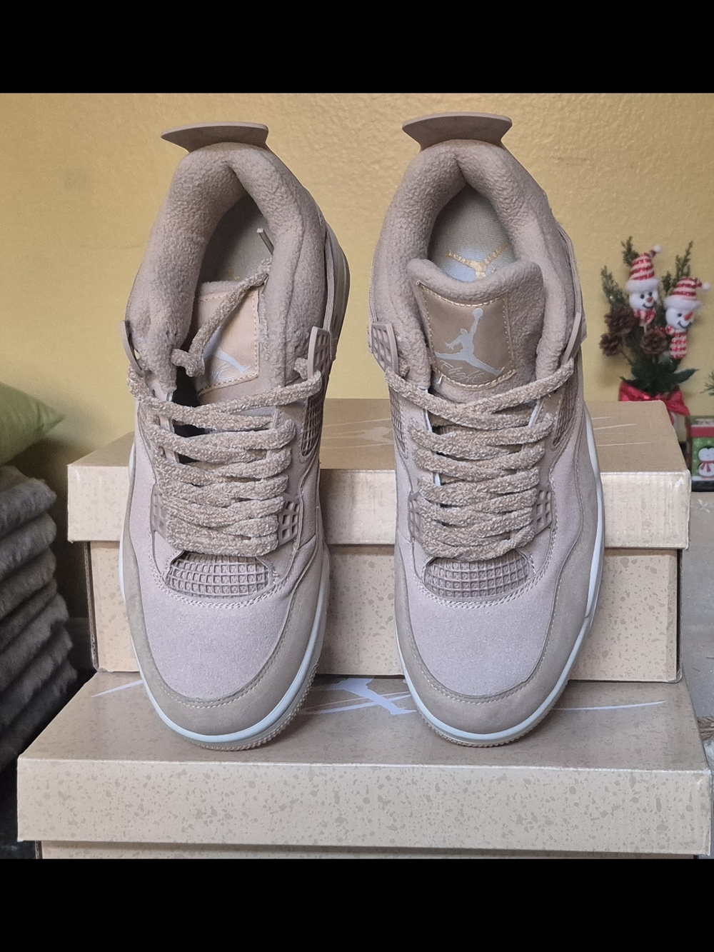 Jordan Women's Suede Retro 4 Sneakers in Light Brown/Tan
